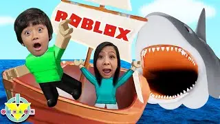 Ryan and Mommy Escape BIGGEST SHARK in ROBLOX! Let’s Play Roblox Shark Bite