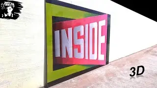 Painting 3D illusion Drawings Letters Writing in English Realistic Inside Design - key of arts