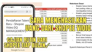 Cara mendapatkan uang dari shopee vidio | cara mendaftar talent shopee vidio