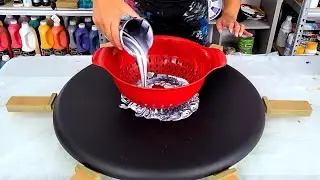 Pearl Colander Pour with a Twist! - Acrylic Painting Made Fun! - Acrylic Pouring