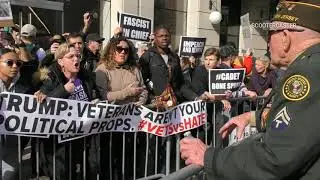 Veteran Confronts Trump Protesters before the Veterans Day Parade in New York