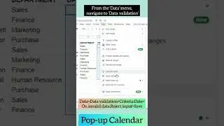 Date picker or Popup calendar in google sheets||Excel #shorts #ytshorts #tutorial #exceltips