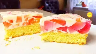 Торт Битое Стекло со сметаной и бисквитом рецепт Желе вкусного легкого десерта