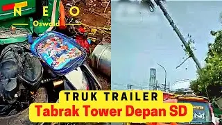 Detik-Detik Truk Tabrak Tiang Tower Tepat Depan SD di Bekasi | Viral