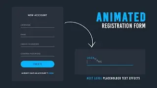 Animated Registration Form in Html CSS & Javascript | Floating Placeholder Text Effect