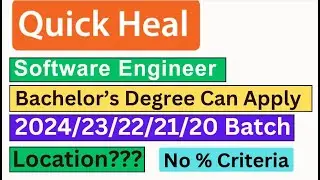 Quick Heal is hiring 2024/23/22/21/20 batch | No % criteria  Salary? | Required skills? | #itjobs