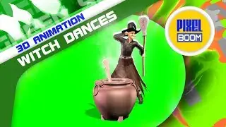 Green Screen Witch Dances Cauldron Halloween - PixelBoom