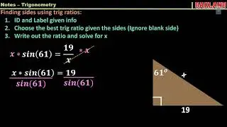 Complementary Angles & Finding Sides using Trig Ratios