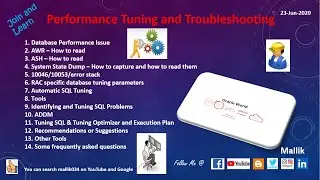 Performance Tuning and Troubleshooting in Oracle || SQL tuning & Database Performance Tuning - PT 0