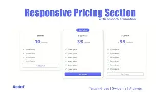 Responsive pricing section using Tailwind css & Alpine js | Swiper js | CodeF