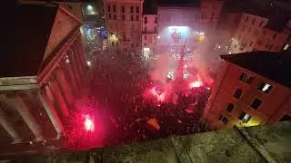 AS Roma fans outside the Pantheon