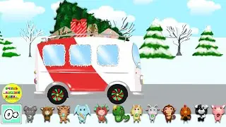 Новогодний развивающий мультфильм. Новогодний фургончик и игрушки. Развивающие мультики про машинки