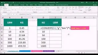 How to convert lbm to kg & kg to lbm in excel