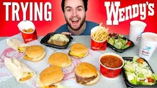 TRYING WENDY'S WHOLE DOLLAR MENU! -  Burgers, Fries, Chicken Nuggets & MORE Fast Food Taste Test!