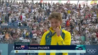 Australia's Keegan Palmer winning gold in skateboarding men's park! Paris Olympics 2024! Tom Schaar