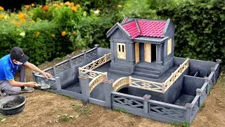 Diorama ancient house with aquarium recall peaceful childhood