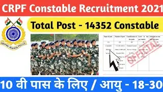 CRPF New Recruitment 2021 | Today Government Job Update | CRPF Tradesman New Vacancy 2021 | SSC GD