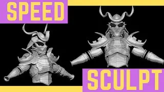 Zbrush Armor - Speed Sculpt - Japanese Demon Armor - Medieval Oni Knight