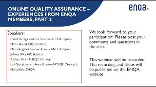 ENQA webinar: Online quality assurance – experiences from ENQA members - Part 2