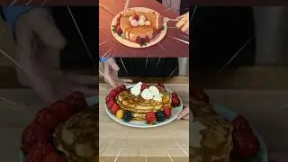 Fern's Pancakes 🍓🥞 from Frieren 🧝‍♀️#frieren #anime #baking #pancakes