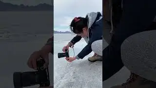 Photographing a stranger at Bonneville Salt Flats