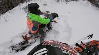 Polaris 850 Khaos break-in on the logging roads!  450 Honda Snowbike too!