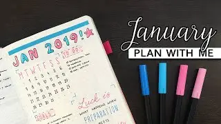 January Bullet Journal Setup 💜 Pink and blue theme