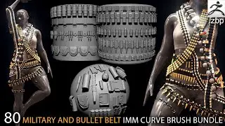 military and bullet belt Zbrush IMM brush video promotion