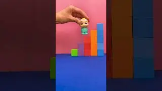 Baby JJ Climbs the Rainbow Block Tower🔴🟢🔵! #cocomelon #shorts