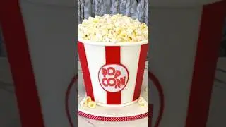 Sculpted 3D Popcorn Bucket with Sugar Popcorn;) #3dcake #cake #sculptedcake #popcorn popcorn