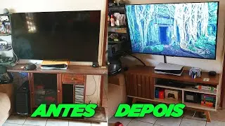 Aparador / Rack Pequeno e Barato Para Tv Malbec Retrô - Montagem, Dicas, Canto Gamer  #vlog #review