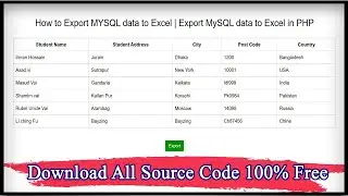 How to Export MYSQL data to Excel | Export MySQL data to Excel in PHP