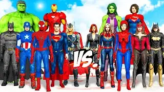 TEAM MALE SUPERHEROES VS TEAM FEMALE SUPERHEROES