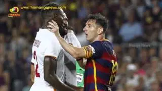 Lionel Messi HEADBUTTS opponent before grabbing his throat during Barcelona's match