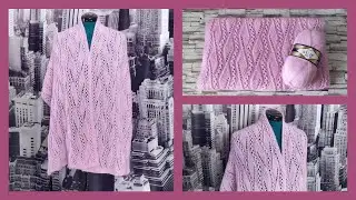 Ажурный палантин спицами из пряжи Alize Angora Real 40.МК.