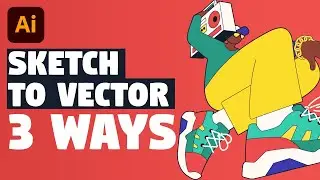 3 Ways to turn sketch into vector illustration | Illustrator Tutorial (Tracing Tips)