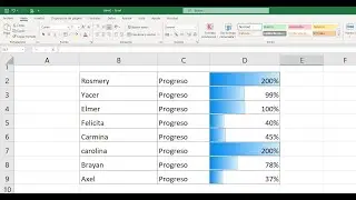 Crear una barra de progreso en excel en 1 minuto facil y rapido.