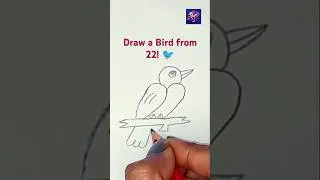 Draw Bird From 22! Trick #drawing #shorts #numberart #howtodraw #birds