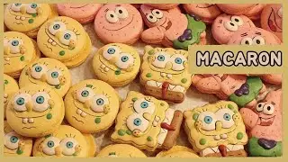 초보자도 따라하기 쉬운 도안없이 만드는 캐릭터마카롱,스폰밥 마카롱 만들기,Spongebob macarons