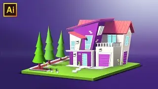 How to make 3D House in Adobe Illustrator easily  |  Tutorial