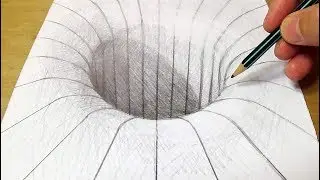 Drawing Round Hole with Only One Pencil - 3D Art by Vamos