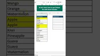 Excel Unique Function