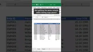 Keep the same column width while pasting data in Excel #exceltutorial