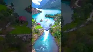 Norway - Aerial nature footage of Lake Lovatnet - 12K Scenic Relaxation Film #traveling #world