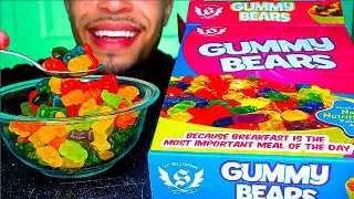 ASMR GUMMY BEARS CEREAL CANDY MUKBANG EATING SOUNDS JERRY CHEWY SWEETS