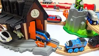 Brio & Thomas Wooden Train ☆ Haunted House + Waterfall Tunnel Course [Smart Tech]