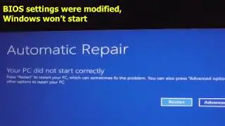 Windows 10, Preparing automatic repair (SATA Operation AHCI, RAID On)