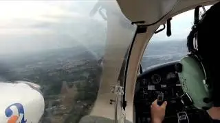 Approach and landing LCG - LECO with crosswind (4K)