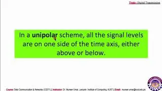 Digital Line Coding Schemes - CS371 Data Communication & Networks