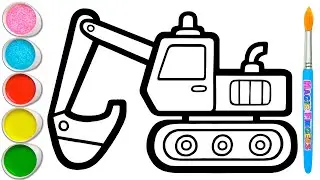 Let's Learn How to Draw, Paint Excavator | Coloring, Drawing, Painting Tips for Kids & Toddlers 